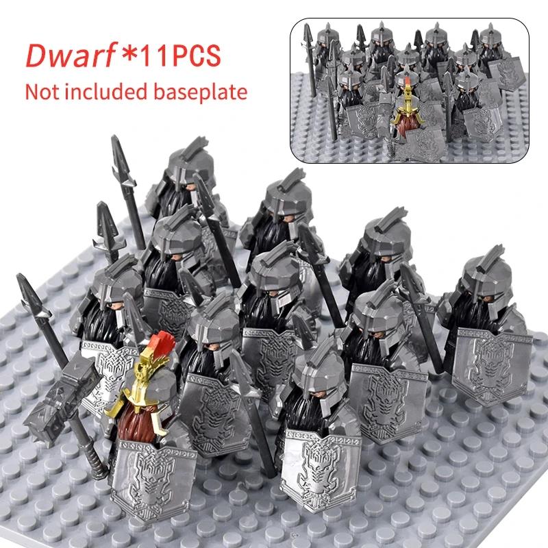 MOC Средневековый Гном Воин Эльфы Рыцари lotr Фигурки Строительные Блоки Аксессуары Броня Щит LOTR DIY Игрушки Для Детей подарок