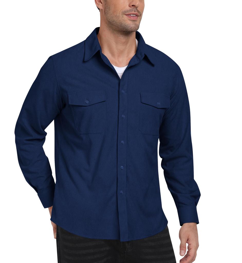 MoFiz Повседневное платье Длинное Открытое Плюс Свободное Однотонное для Повседневной Носки и Активного Отдыха Мужская Рубашка, Рукав, Воротник, Весна/Осень, Размеры, Посадка, На Пуговицах,