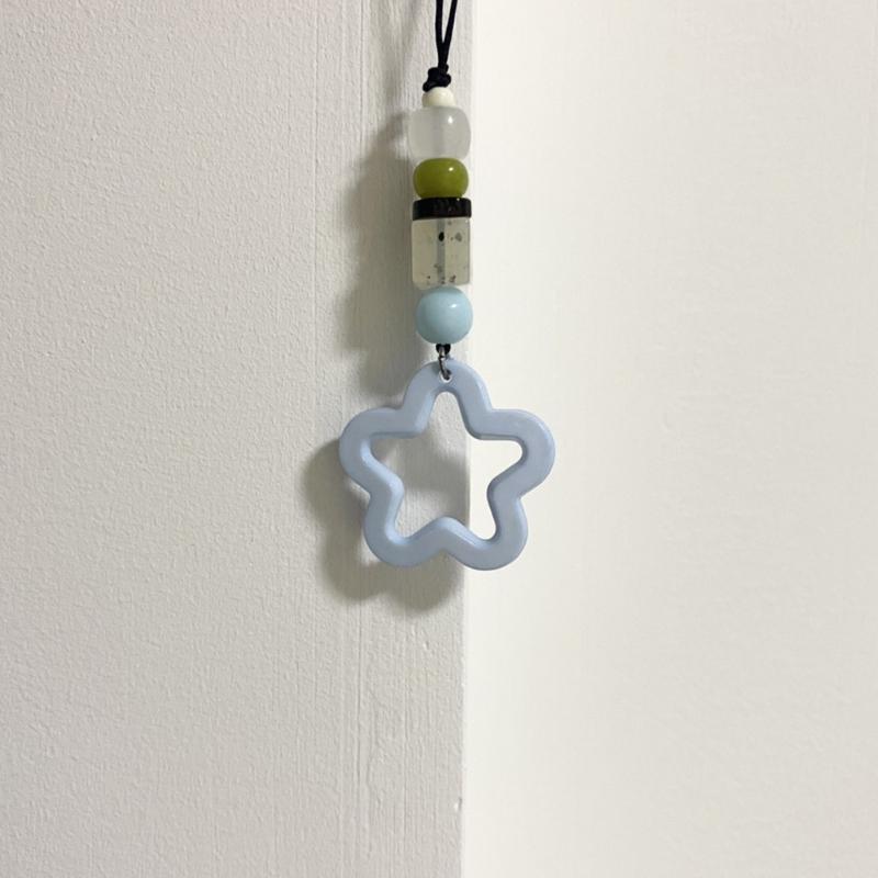 Fashion Five-pointed Star Bead Hanging Pendant Sweet Cool Phone Strap Bag Decoration Hanging Lanyard for Girls Women