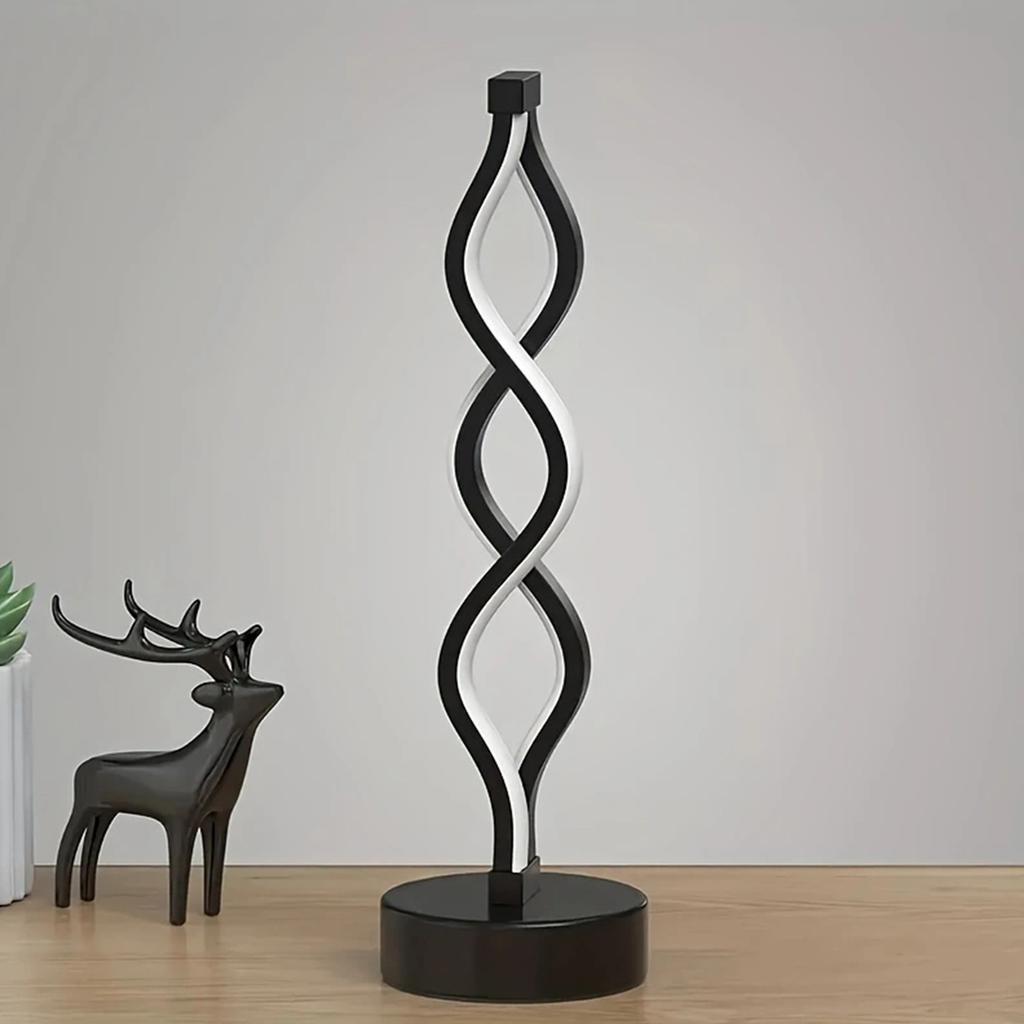 Современная спиральная светодиодная настольная лампа с кнопочным управлением, USB, трехцветный свет, подходит для прикроватной тумбочки, офиса, гостиной, украшения общежития