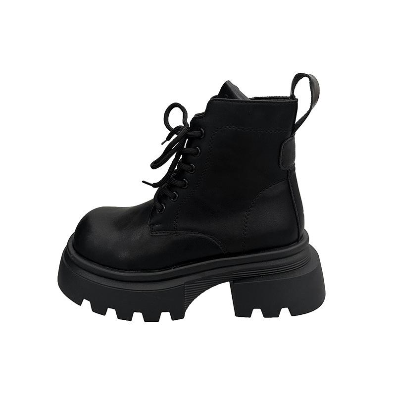 Brown retro Maillard Martin boots women's 2025 spring and autumn new British style small height-increasing platform short boots