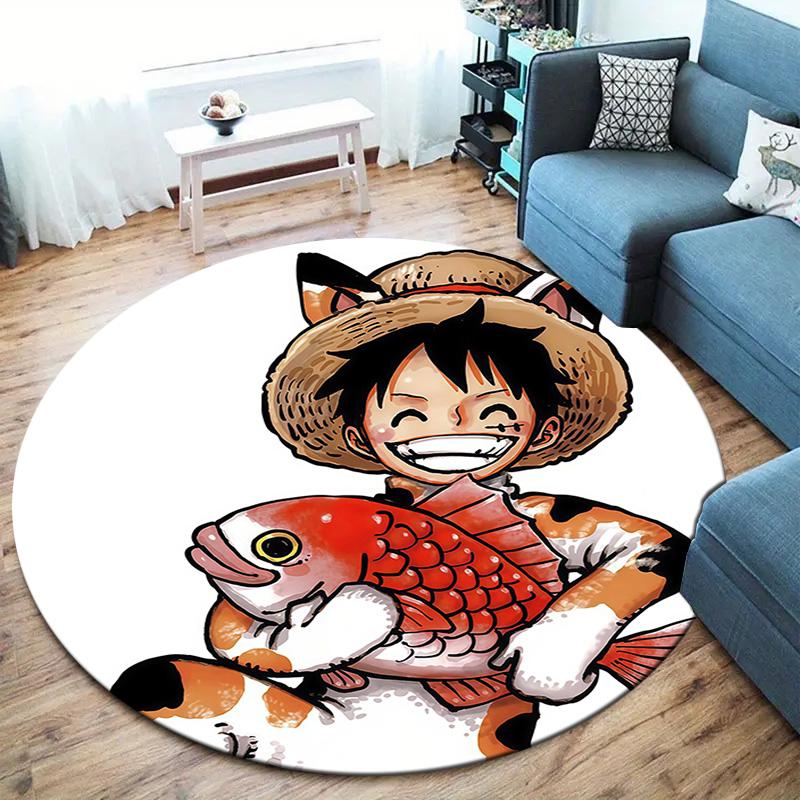Ковер круглый с изображением Манки Д. Луффи из One Piece, ковер для гостиной, спальни, дивана, игровой комнаты, нескользящий коврик