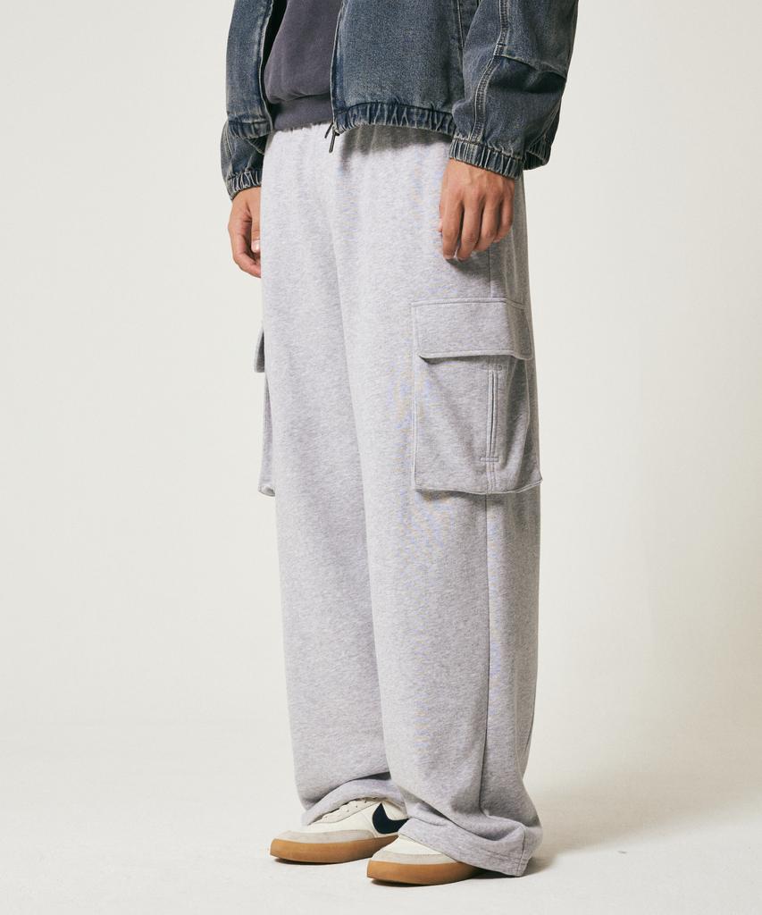 RAYFIKERS Cargo Wide Sweatpants Mq6Pu182_Melange Grey
