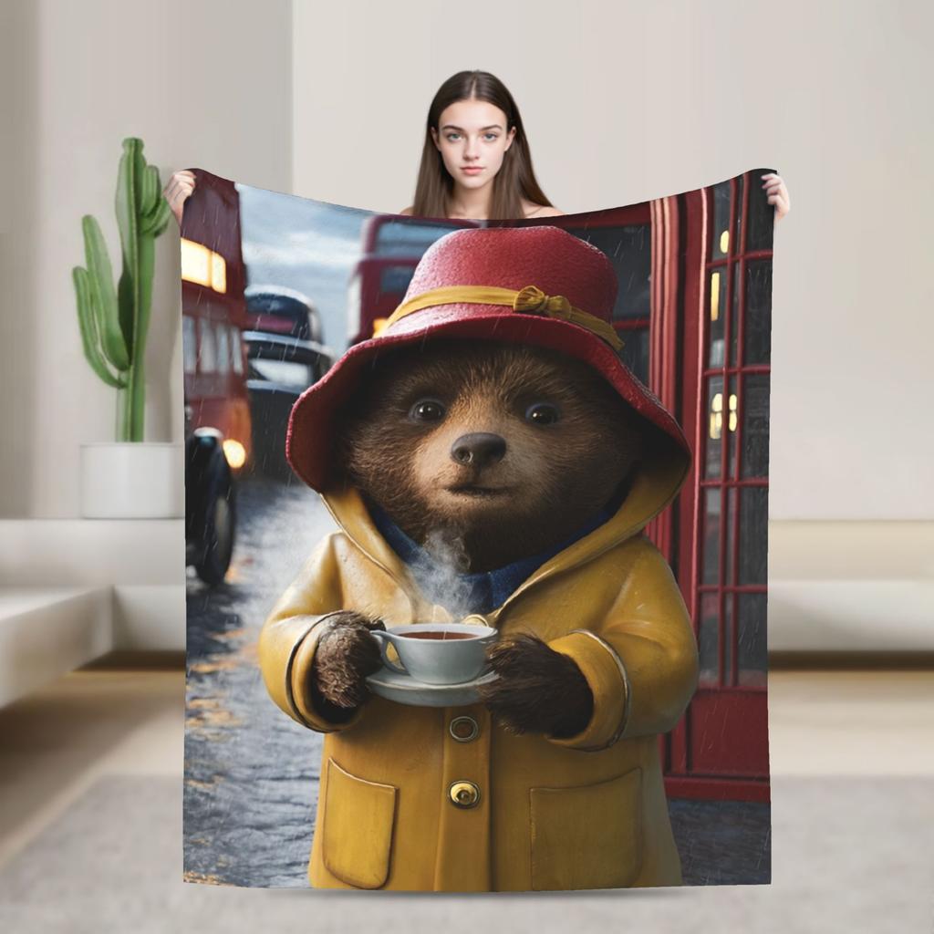 Blankets Britain Paddington Brown Bear Throw Blanket Flannel Bedspread For Couch Chair Sofa Bed Fluffy Sofa Bed Cover