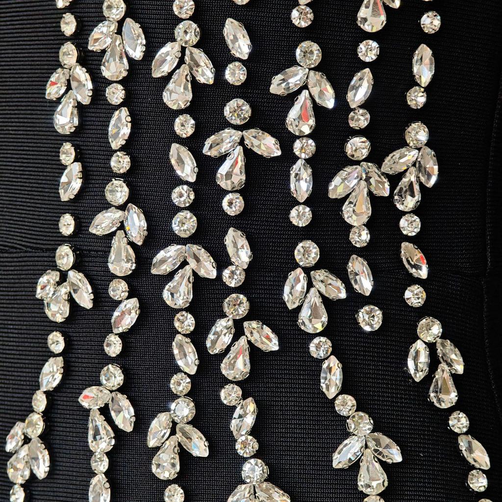 Европейское и американское роскошное платье-бандаж с квадратным вырезом и стразами - Приталенное, элегантное вечернее платье для светской львицы.