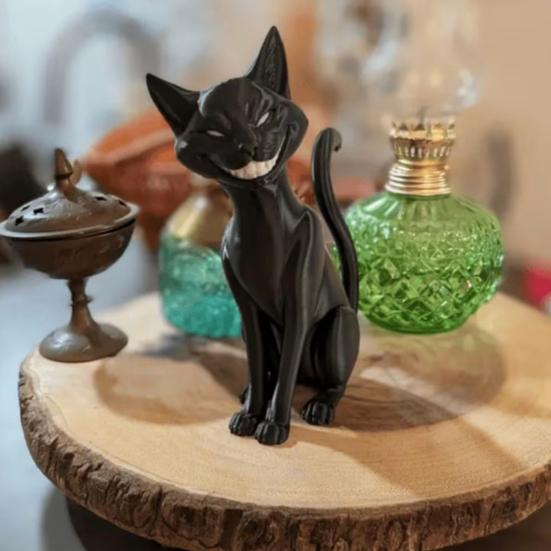 Темный эстетичный игровой сетап Декор 3D-печатная фигурка черной кошки, Зловещее настольное украшение в готическом стиле, Фигурка для полки Фэнтези