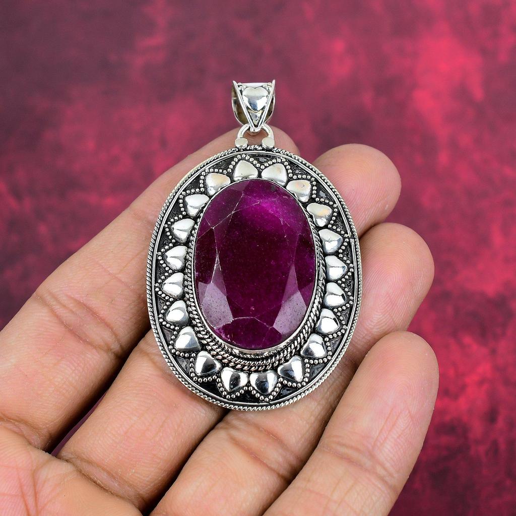 Ювелирные изделия с подвеской из рубина и драгоценного камня, подвеска из цельного серебра 925 пробы ручной работы, ювелирные изделия последнего дизайна