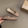 Французские расшитые пайетками серебристые туфли-мюли женские 2025 весна и лето Сяосянфэн корейская версия темперамент Мэри Джейн одинарные туфли женские