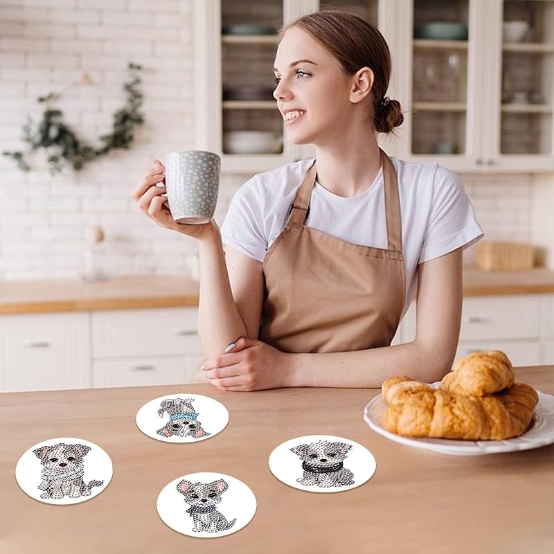 JISHSHAY набор из 4 подставок с бриллиантами для собак, бусины для собак, 5D, набор для рукоделия в виде животных, милый, сделай сам, детский, популярный набор для начинающих, полностью наклеенный, практичный и