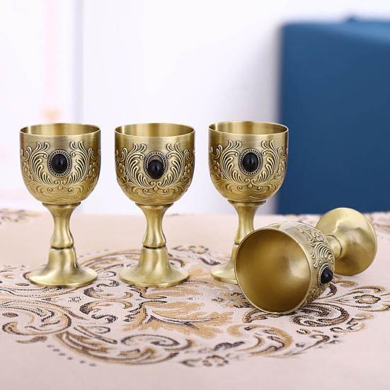 Embossed Cup Practical Retro Food Grade Metal Wine Cup Stunning Medieval Embossed Wine Goblet Embossed Cup for Restaurant