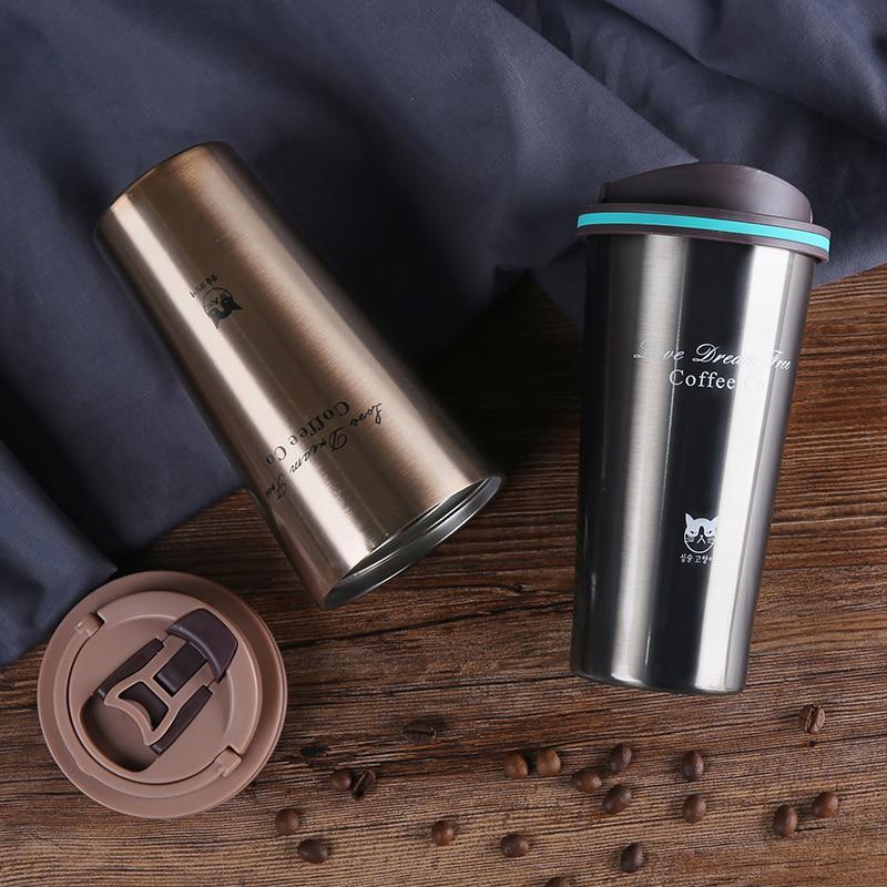500ML Thermos Mug Coffee Cup with Lid Thermocup Seal Stainless Steel Vacuum Flasks Thermoses Thermo Mug for Car My Water Bottle