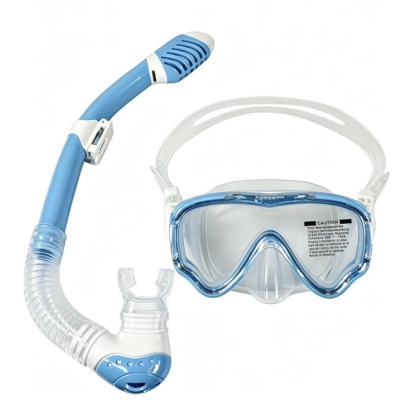 Adult Kids Full-Dry Snorkeling Mask With Tempered Glass Lens Silicone Frame Swimming Freediving