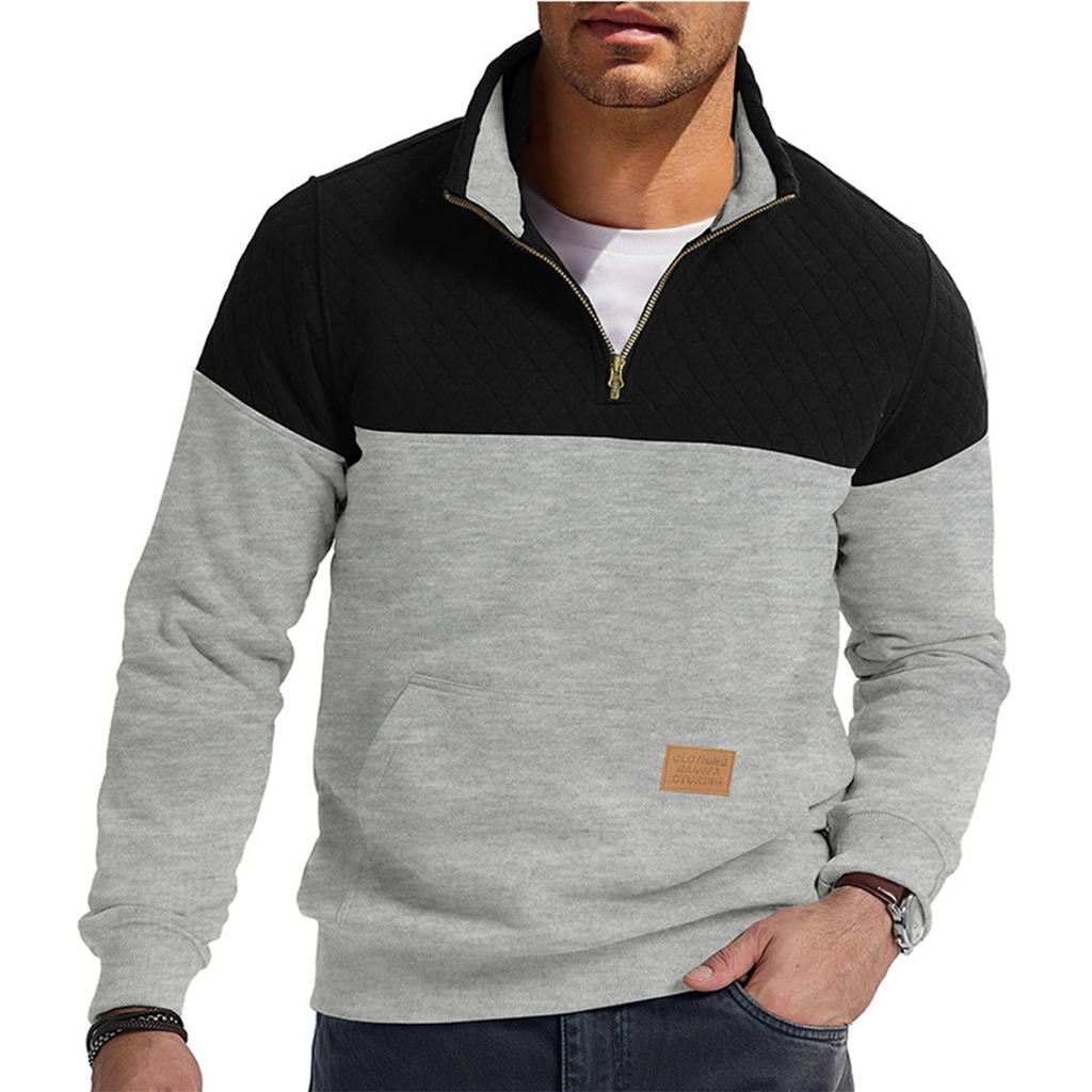 Men's Pullover Long Sleeved Stand Up Collar Sweatshirt Casual Collar Base Shirt
