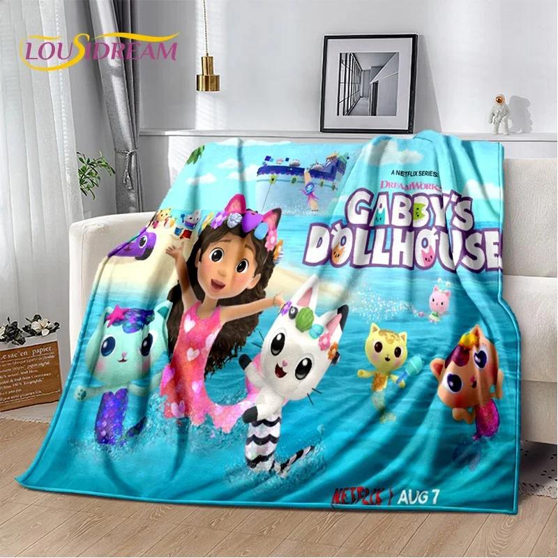 Cute Gabbys Dollhouse Cartoon Blanket,Soft Throw Blanket for Home Bedroom Bed Sofa Picnic Travel Office Rest Cover Blanket Gift