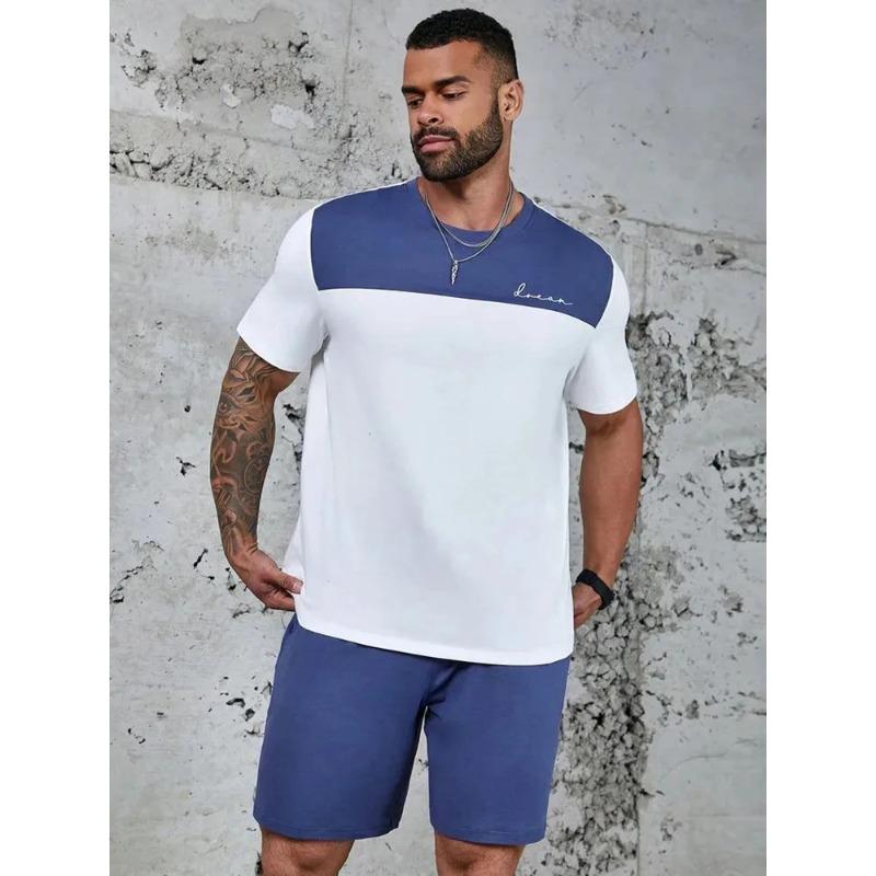 Мужские спортивные шорты с короткими рукавами, повседневный комплект из двух предметов, уличный дневник, Харадзюку, свободный цифровой принт, лето,