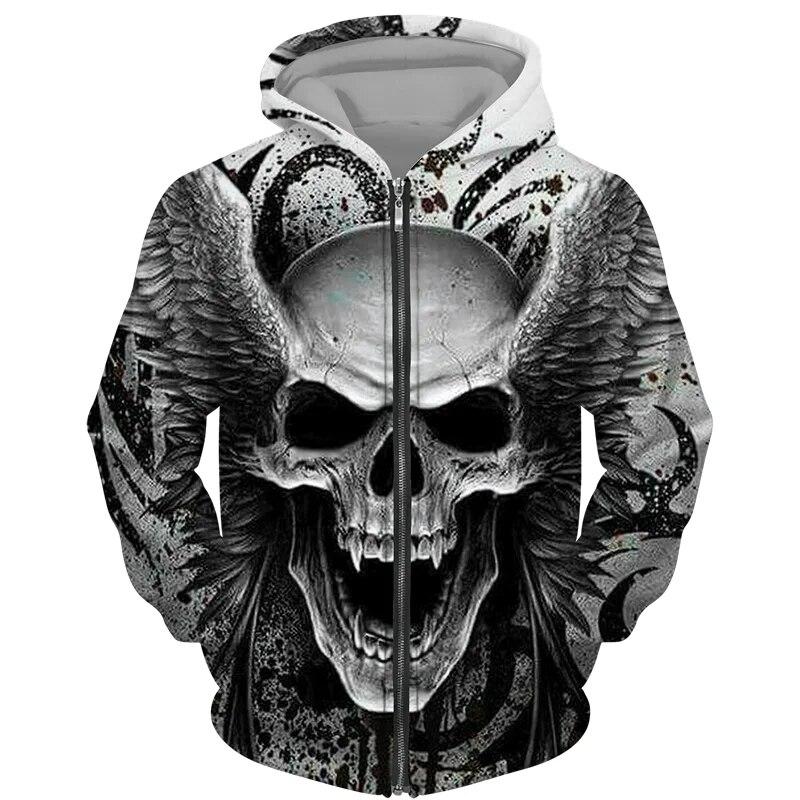Fashion 3D All Over Printed Black Hoodie/Jacket Unisex Gothic Zipper Sweatshirt Personality Men's Pullover Street Wear