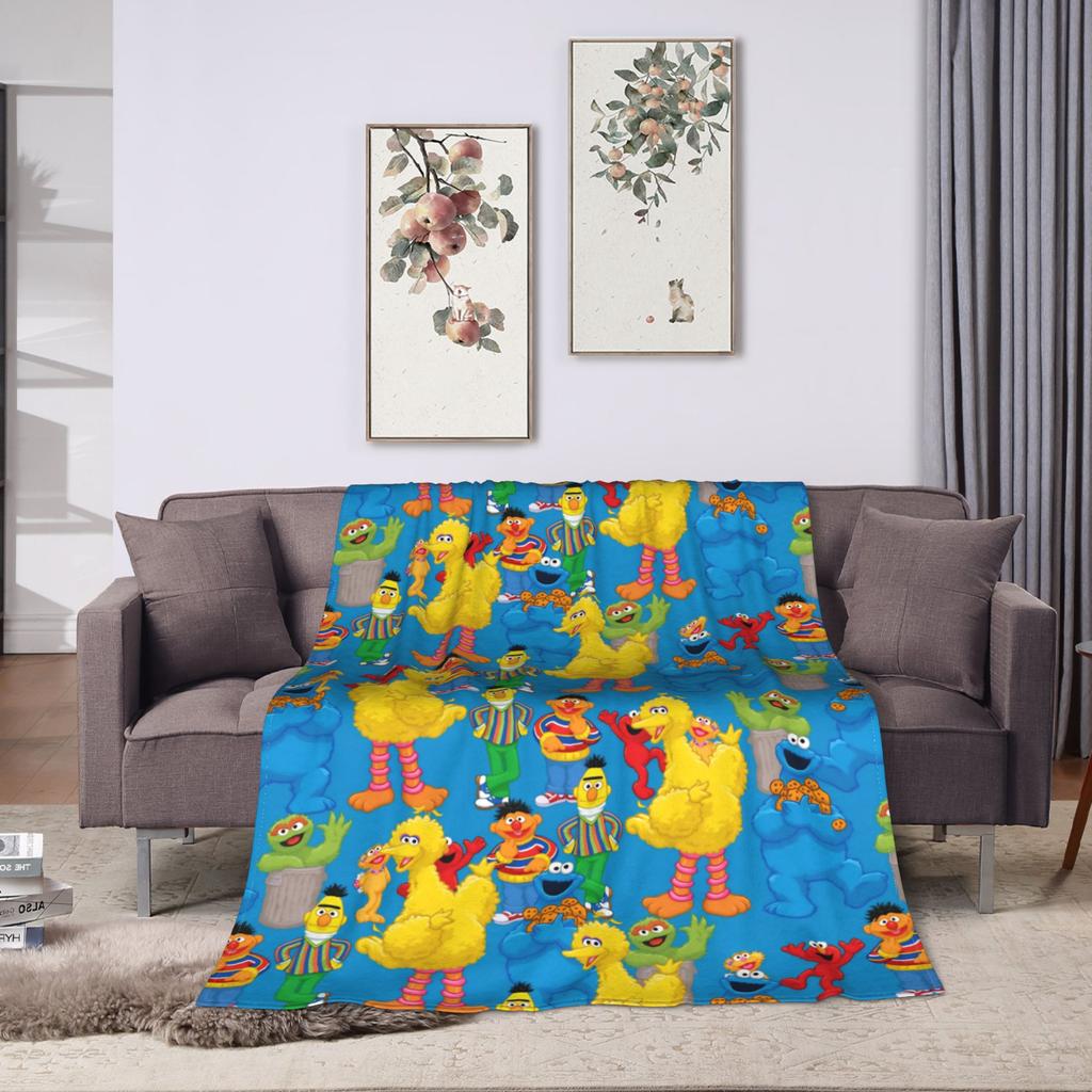 Super Warm Blanket Airplane Travel Cartoon Bedding Throws SSesames Streets Flannel Bedspread For Couch Bed Sofa Bed Cover