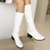 Ladies New Hot Sale Over Knee High Boots Buckle Round Toe High Boots Women Pleated Low Heel Casual Leather Winter Women Boots
