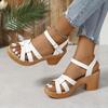 Fashion White Chunky Heeled Sandals Women Summer 2025 Braid Cross Band Gladiator Sandals Woman Ankle Strap Casual Platform Sandles Mujer