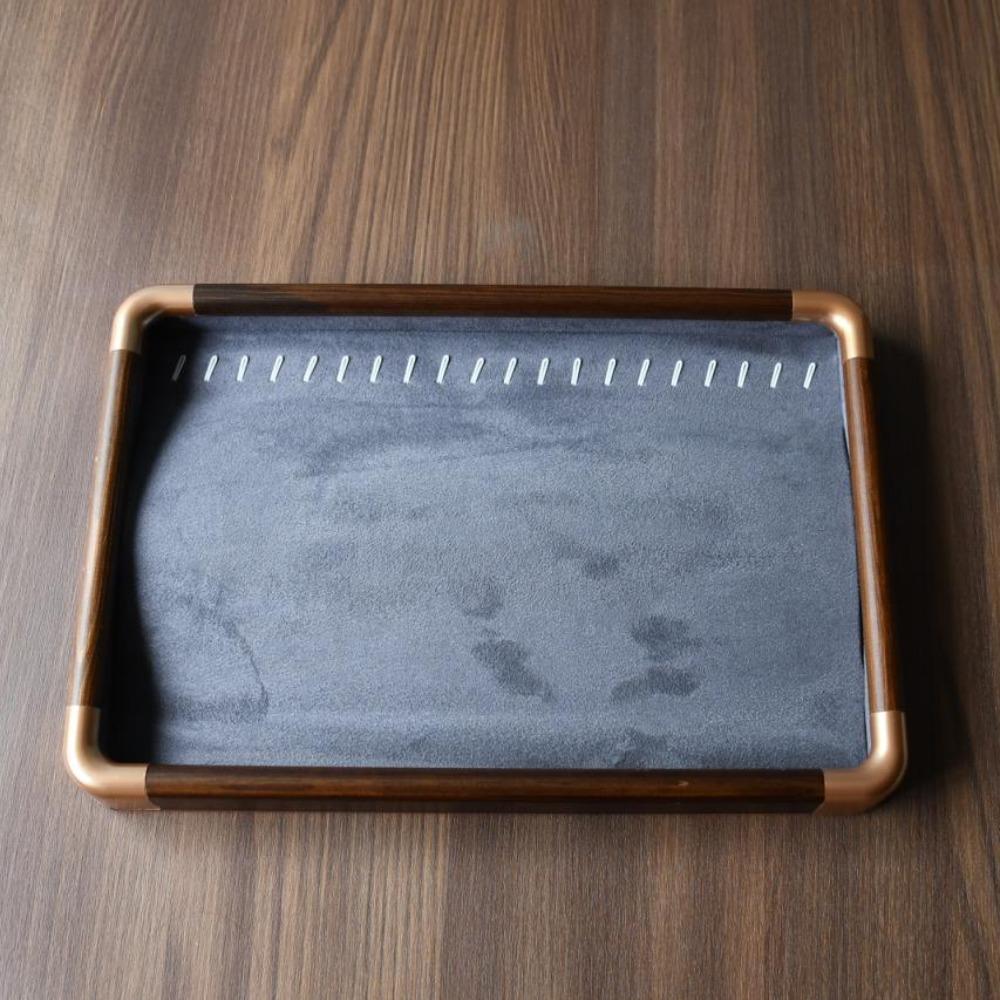 Деревянный поднос для украшений большой вместимости, бархатный держатель для демонстрации украшений, органайзер для украшений, хранение украшений