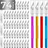 74 шт. Хобби-нож Нож Exacto с 4 улучшенными острыми хобби-ножами и 70 запасными лезвиями для крафтового ножа для искусства, скрапбукинга