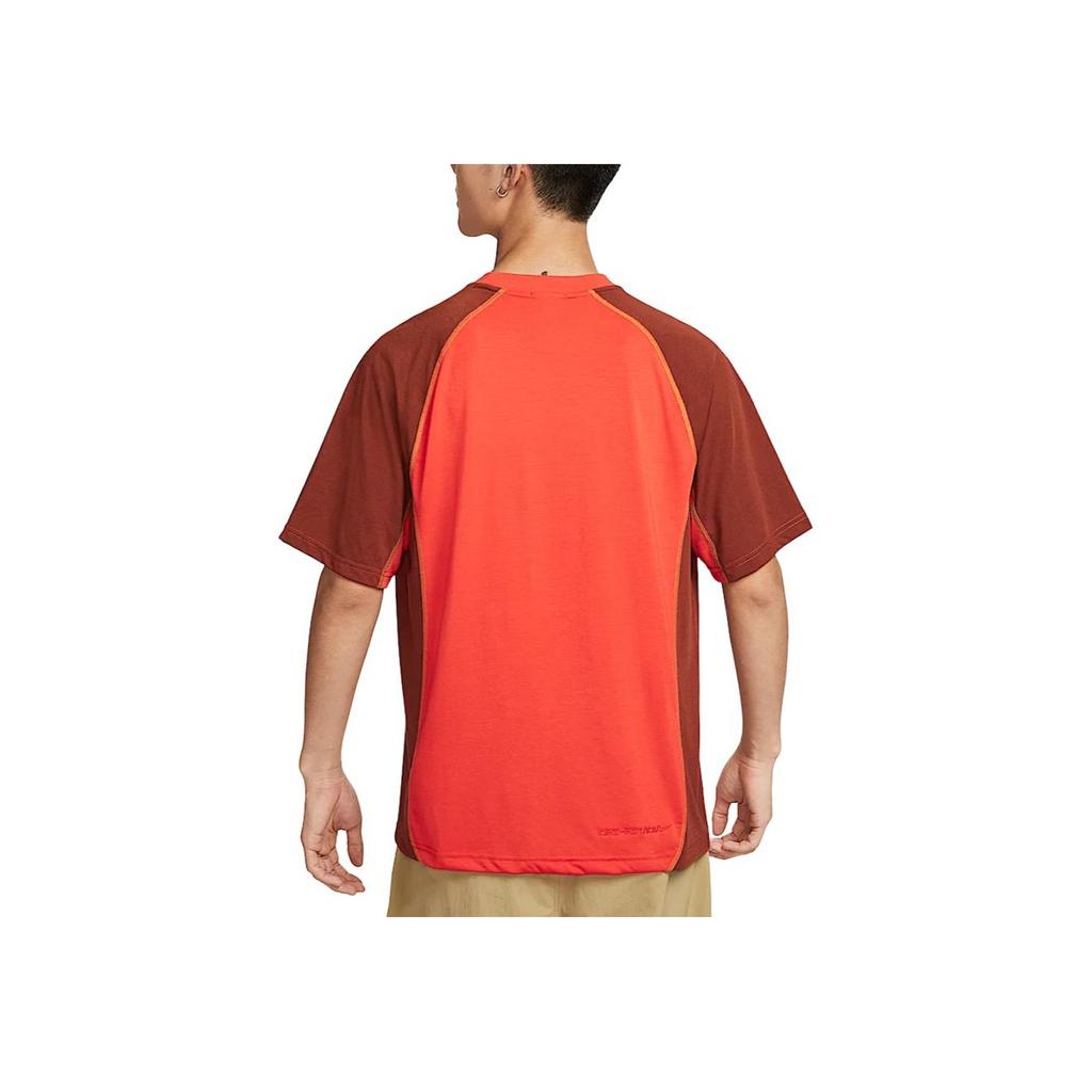 Nike ACG Dri-Fit Adv Удобная Универсальная Быстросохнущая Футболка с Коротким Рукавом Реглан с Цветными Блоками Мужские Топы Красно-Коричневый HJ2882633