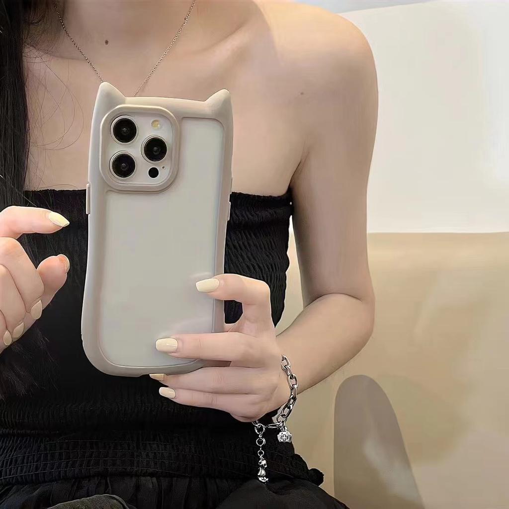 Креативный чехол для мобильного телефона iPhone 16 с кошачьими ушками Прозрачный Подходит для Apple 15 ProMax Противоударный 14 Защитный чехол Пара