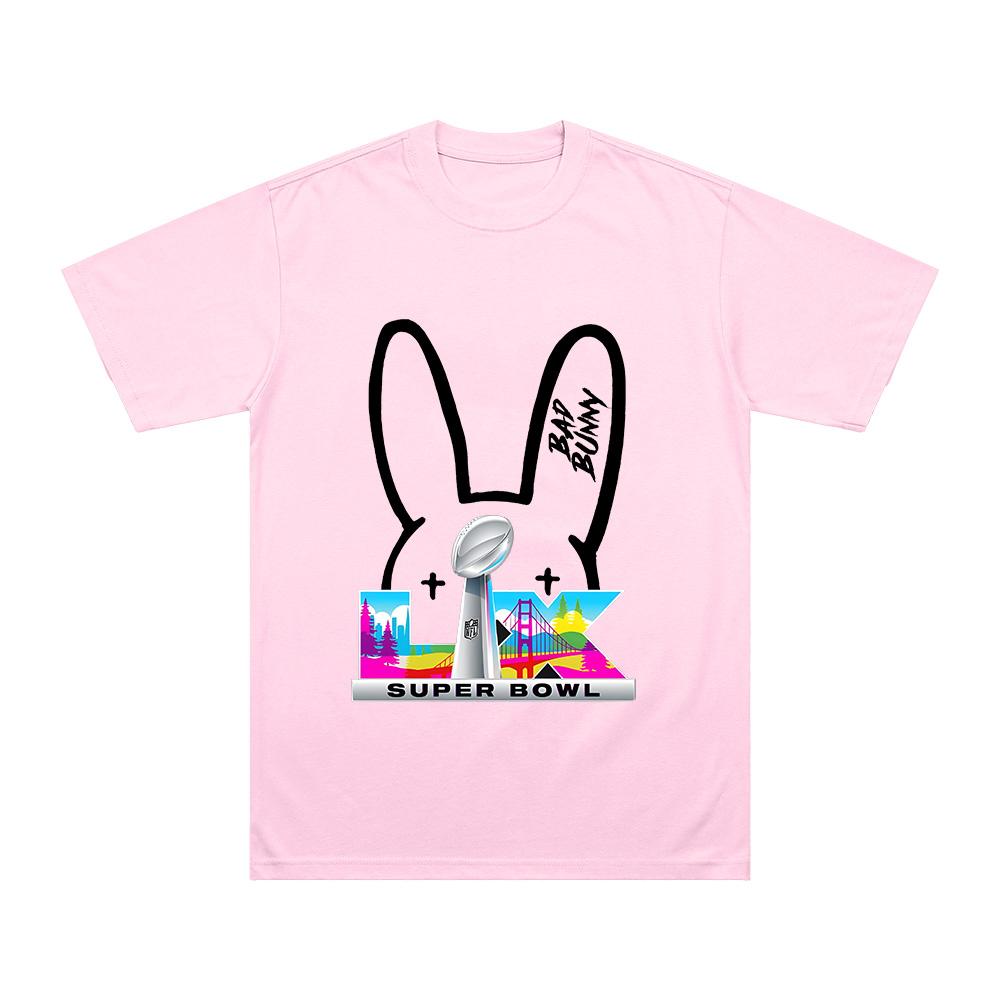 Bad Bunny Super Bowl Logo Unisex T-Shirt Women Men Fashion Short Sleeve Y2k Clothes Cotton Graphic High Quality Tees  couple matching outfits vacation