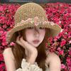 Оригинальные соломенные женские шляпы с цветочным декором, летние корейские модные универсальные дышащие солнцезащитные кепки с цветочным принтом для пляжа