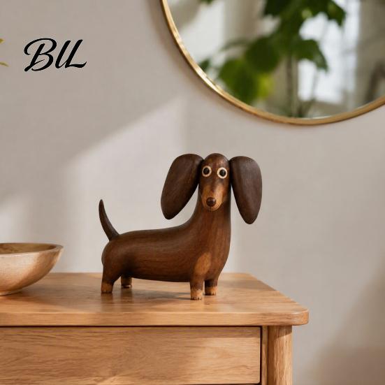 Living Room Bookshelf Decorations Retro Dachshund Dog Figurine, Cute Puppy Statue, Minimalist Desktop Ornament, Home Ornaments Decorative Tabletop