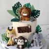 Jungle Forest Animals Cake Toppers Kids 1st Birthday Party Cake Decoration Safari Lion Elephant Monkey Giraffe Baby Shower Gift