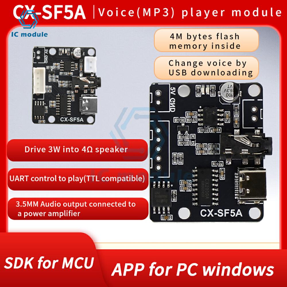 DC3.3-5.2V SF5A/ST5B Последовательный Порт Mp3 Голосовой Чип Модуль Микроконтроллер Управление Триггерами Голосовой Модуль SD-карта Пользовательский Аудио Модуль