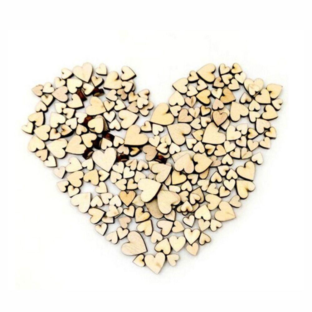 100PCS Mixed Decoration Rustic Wooden Love Heart Crafts Accessories Wedding Decor Table Scatter