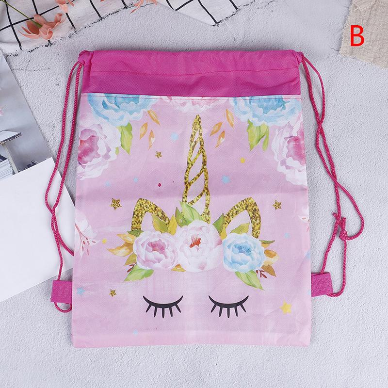 Красивый цветок единорог мультфильм нетканый подарочный пакет продвижение бесплатная повседневная необходимость связка карман