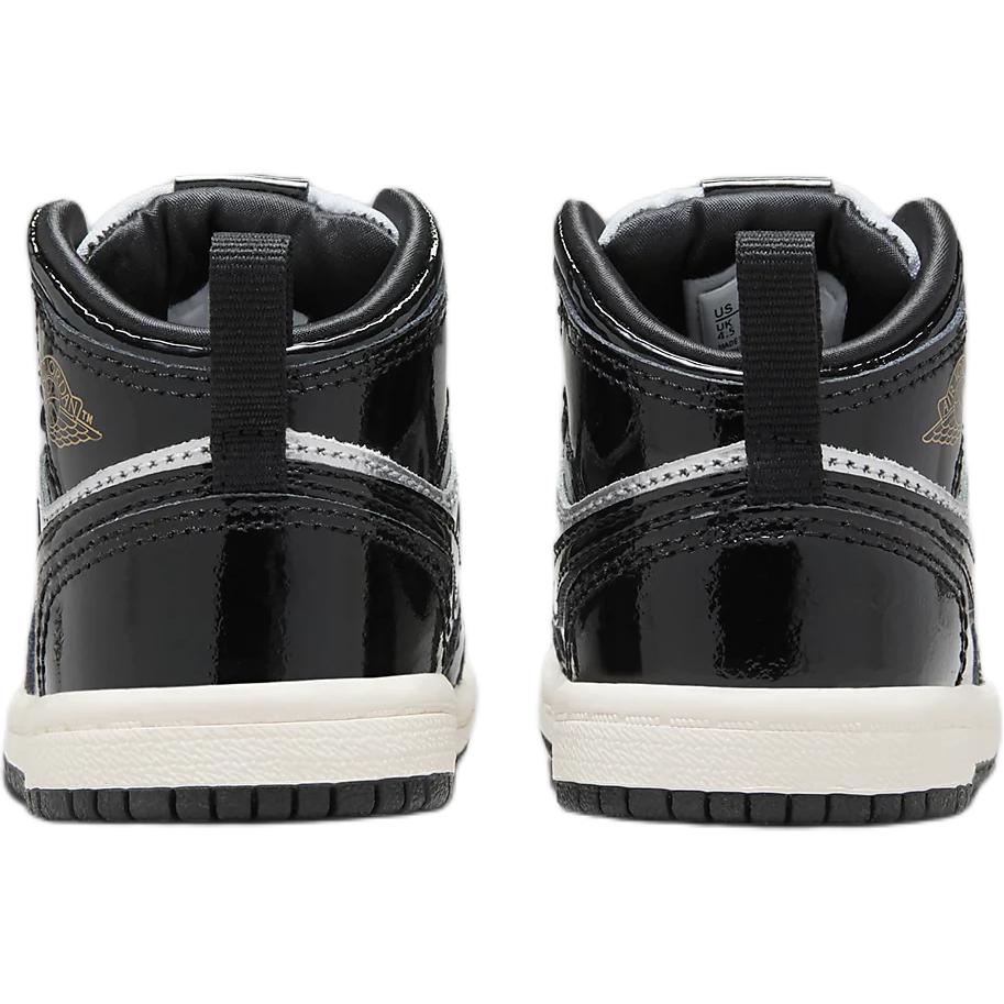 Air Jordan 1 Mid SE TD Черный Металлик Серебристый Детские Кроссовки Парус Металлик-Золото FZ3939-001