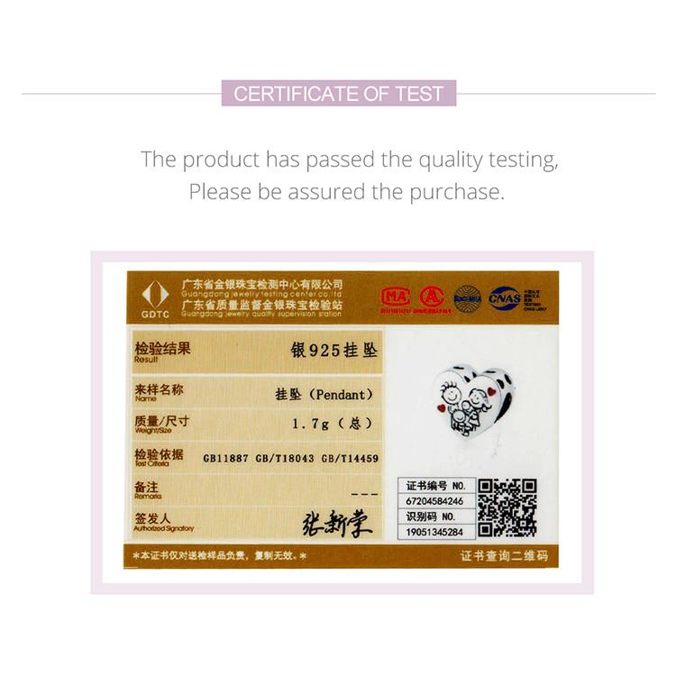 WOSTU Семейные бусины из серебра 925 пробы из стерлингового серебра 925 пробы с подвесками в форме сердца в форме сердца для семьи для браслета