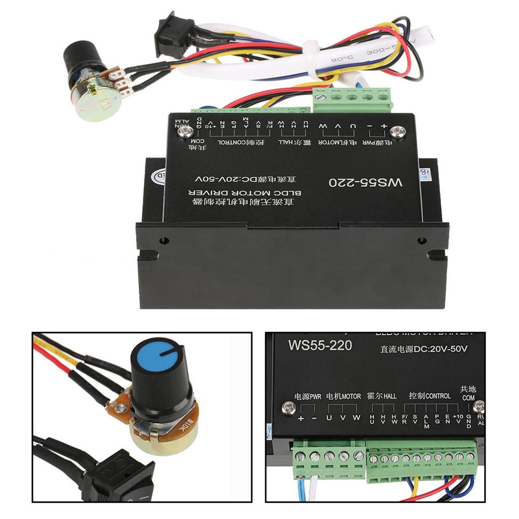 WS55 220 DC 48V 500W Контроллер драйвера бесщеточного шпиндельного двигателя BLDC для ЧПУ