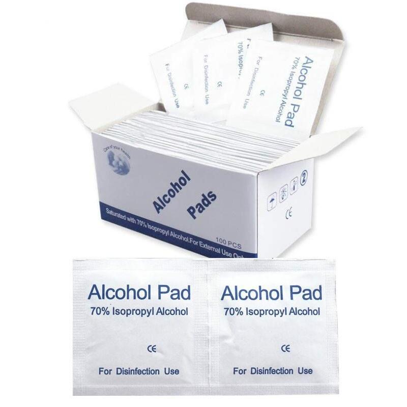 100Pcs Portable Alcohol Prep Pads Antiseptic Sterilization Swabs Wipes Cleanser 70% Alcohol Content