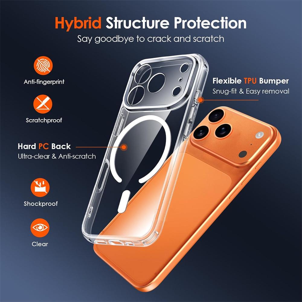 Оригинальный прозрачный магнитный чехол для iPhone 17 Pro Max Air 16 15 14 Plus 13 12 11 Чехол для телефона для Magsafe Прозрачный жесткий чехол