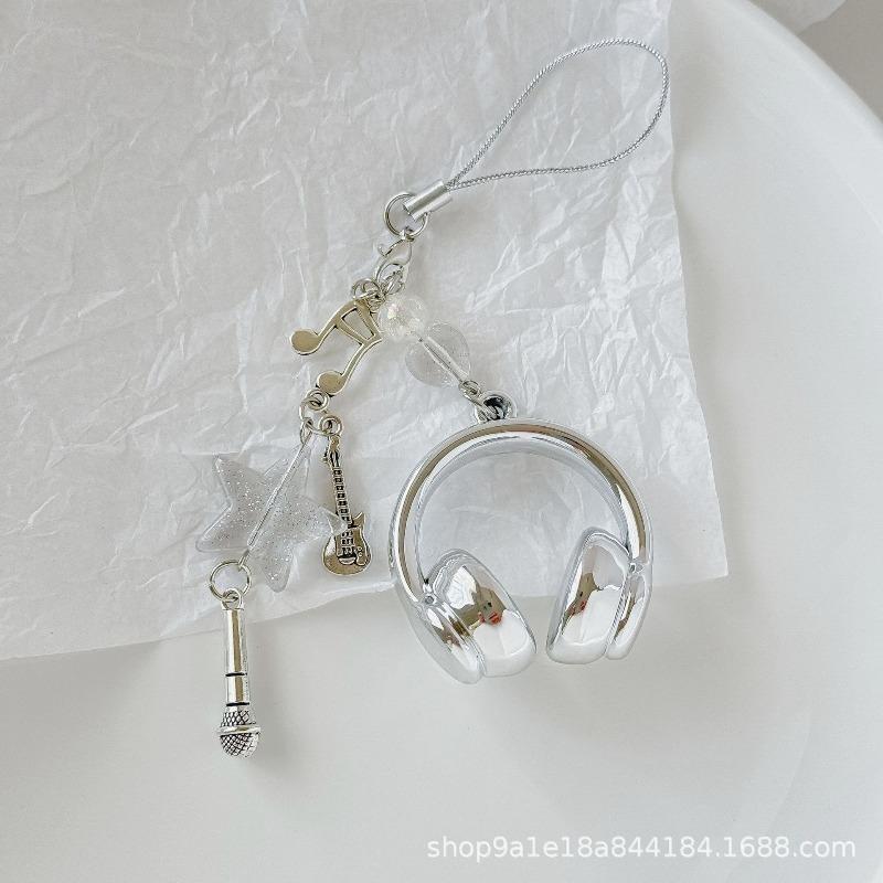 Ins Wind Music Headset Shape Mobile Phone Chain Personality Backpack Pendant Musical Note Keychain Creative High-value Pendant