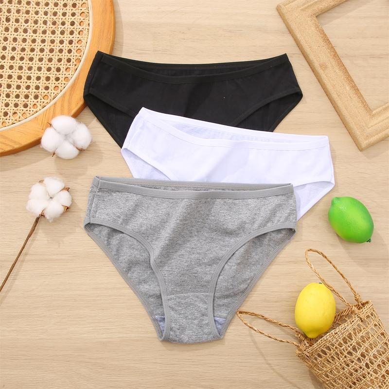 FINETOO 3Pcs/Set Women's Panties High Waist Seamless Sexy Underwear Natural Cotton Briefs Lingerie Female Intimates