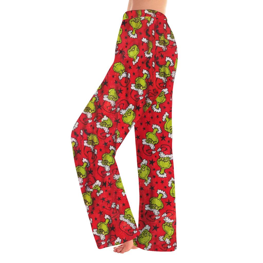 Детские зимние брюки, длинные брюки, фланелевые брюки с рождественским принтом