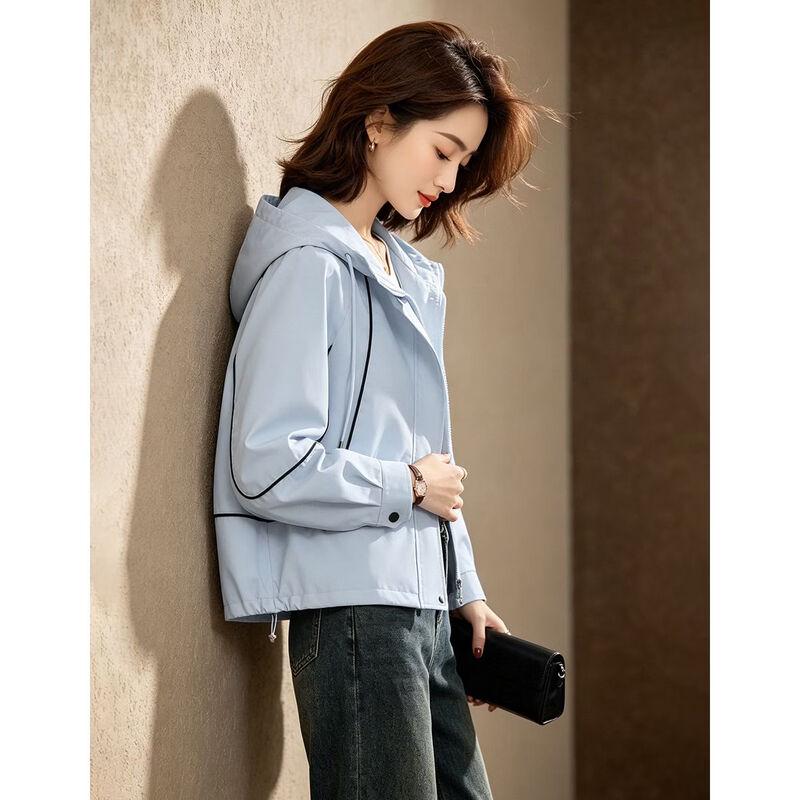 D.F.DEAR Hooded Color-Block Casual Jacket