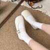 Mary Jane Shoes Women's Flat Bottom New Spring and Summer Versatile Shallow Mouth Round Head Soft Sole One Pedal Women