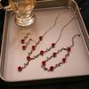Luxurious Vintage Rose Flower Necklace Bracelet Earrings Set Elegant Women'S Party Jewelry Accessories Valentine'S Day Gift