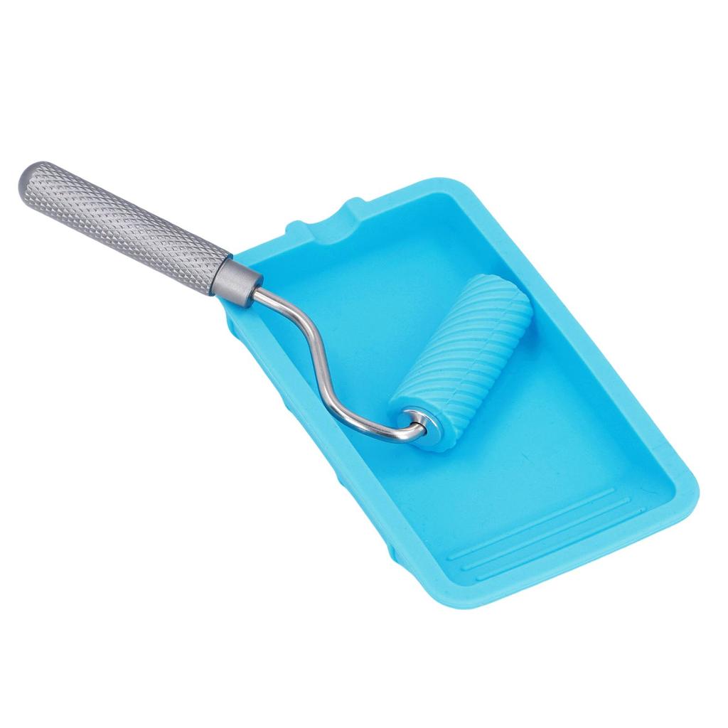 Silicone Paint Roller and Tray Set Reusable Soft Adhesive Latex Roller and Tray for Woodworking Crafts
