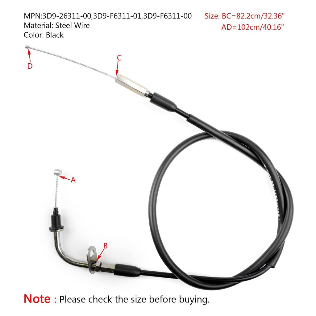Motorcycle Throttle Cable For 3D9-26311-00 Yamaha YBR125 YBR125ED 2005-2009