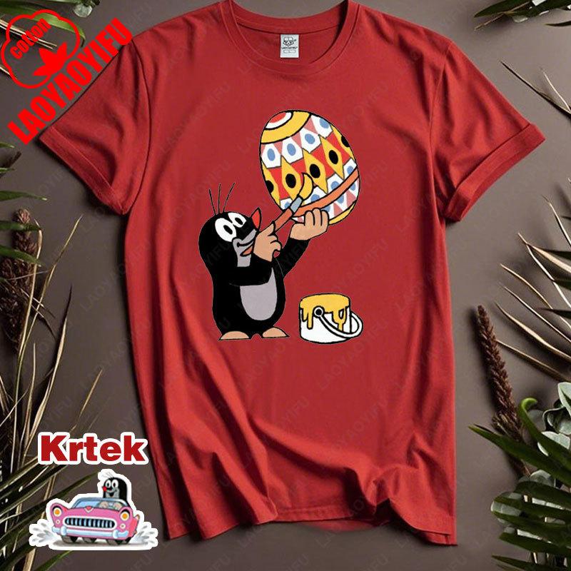 История Кротика Krtek Винтажный Мультфильм Аниме Футболка с Коротким Рукавом Мужская Женская Хлопок Круглый Вырез Повседневная Свободная Смешная Детская Модная Футболка