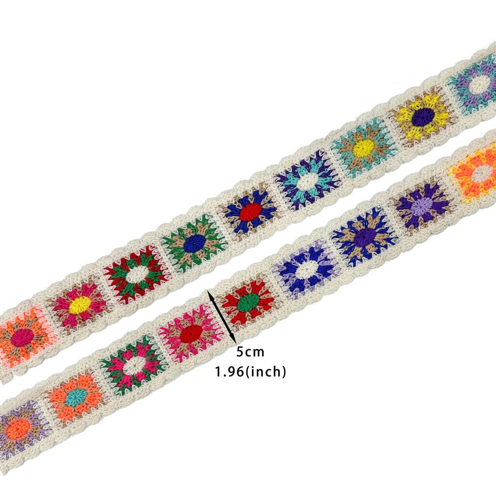Этнический стиль многоцветное имитация ручной вязки крючком цветная хлопковая нить вышивка одежда обувь и шляпы декоративная тесьма кружевные аксессуары