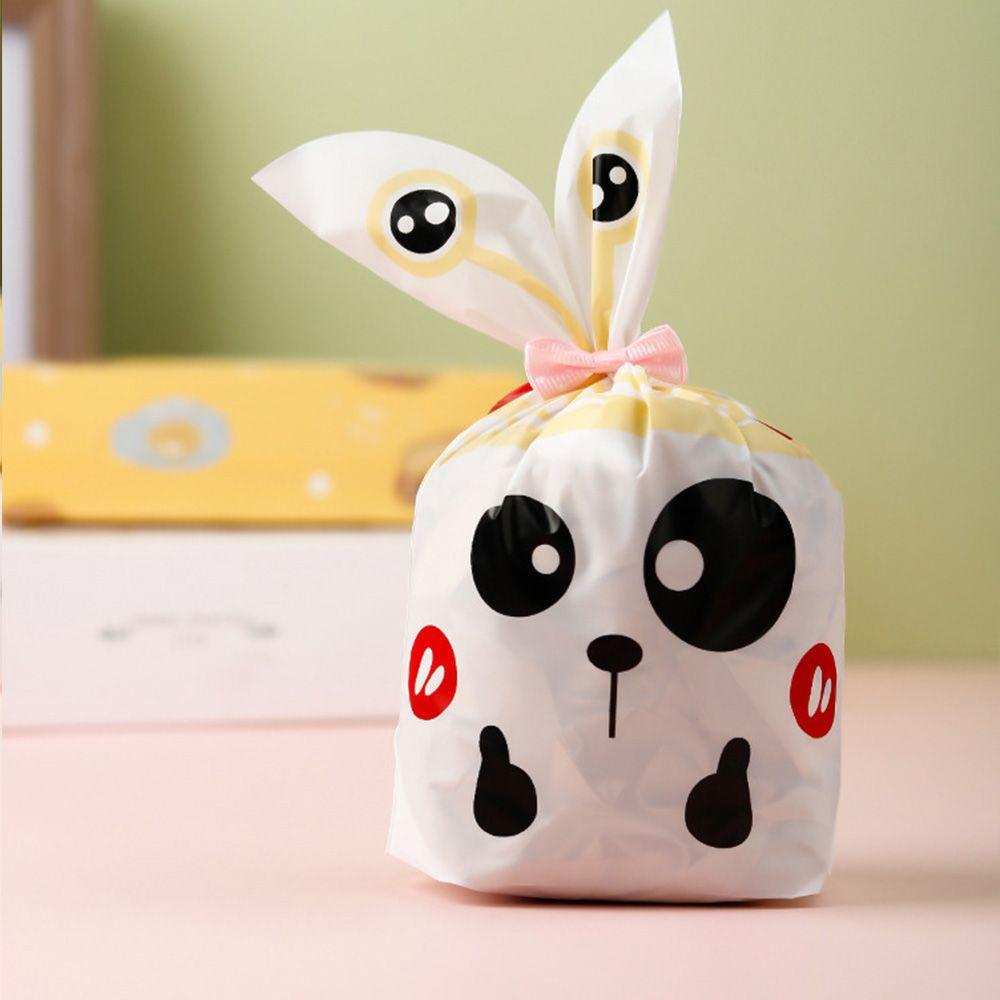 50 шт. Новые пасхальные картонные мешочки с ушками кролика, пластиковые мешочки для конфет в виде животных для детей, упаковка для печенья на день рождения, подарки своими руками
